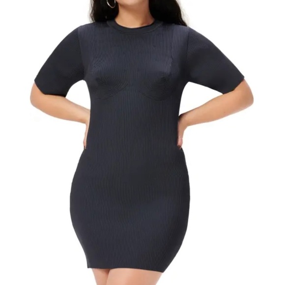 GOOD AMERICAN Plaited Rib Minidress in black size small - 1 - Picture 1 of 10